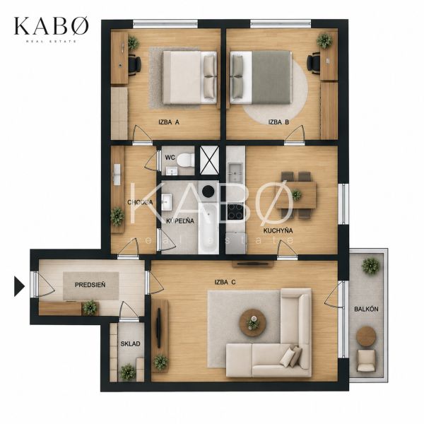 Kompletne zrekonštruovaný 3 izbový byt s balkónom - Nábrežná 